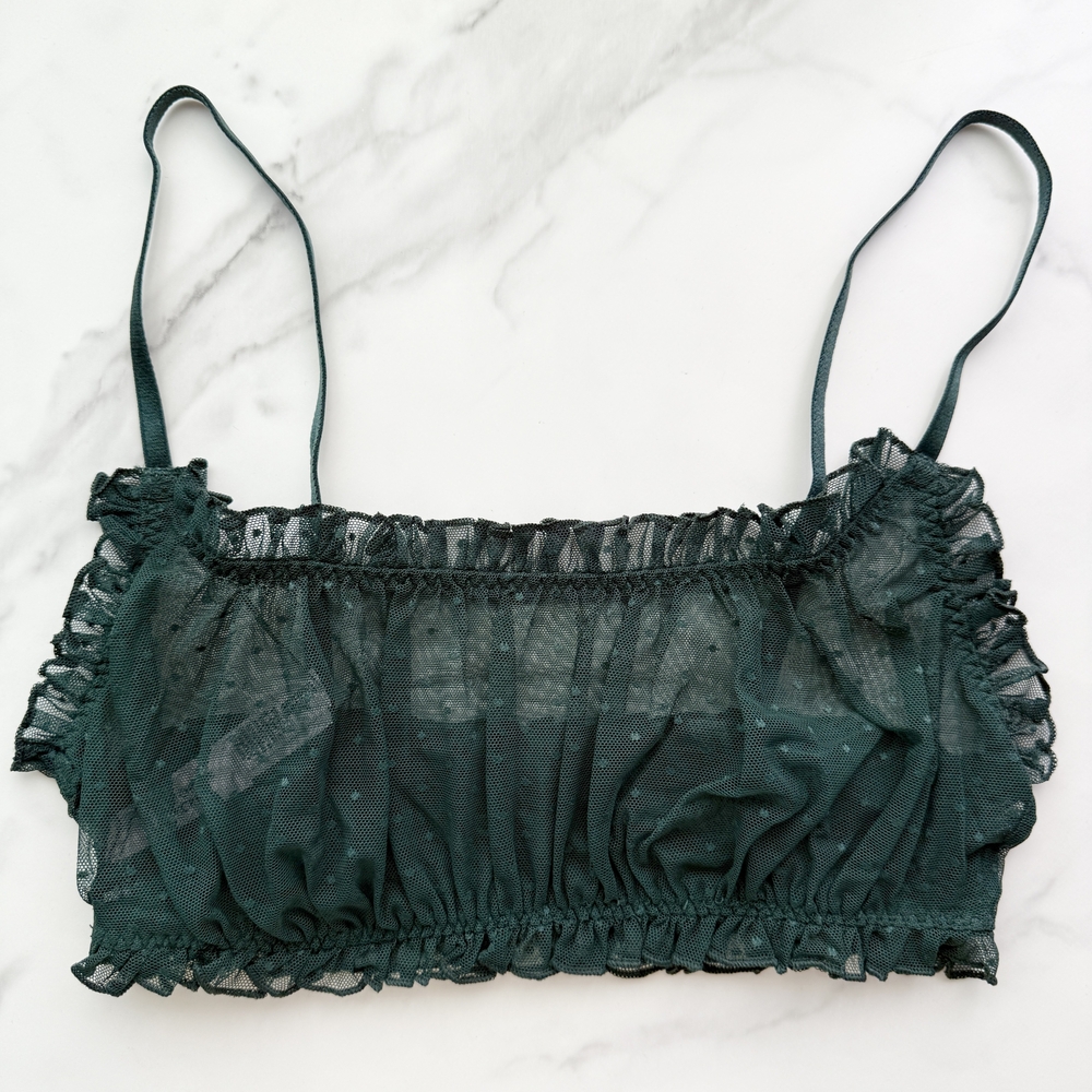 NWOT VICTORIA'S SECRET SEXY TEE DOT MESH SCOOP BRALETTE IN DEEP FOREST SZ S/M/L